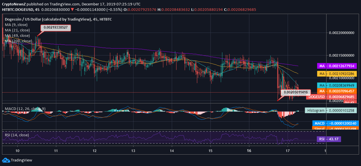 Dogecoin (DOGE) Declines Moderately; Gains Support from 9-day MA